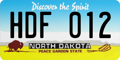 ND license plate HDF012