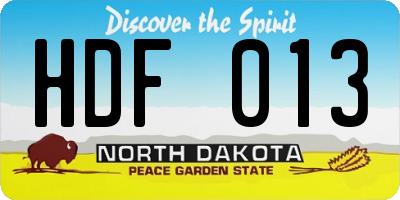 ND license plate HDF013