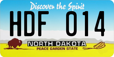 ND license plate HDF014