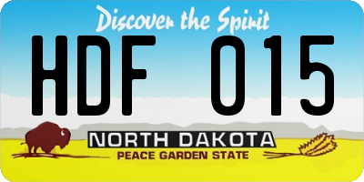 ND license plate HDF015