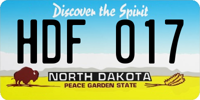ND license plate HDF017