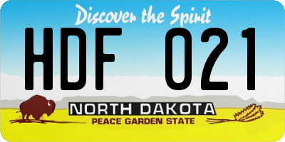 ND license plate HDF021