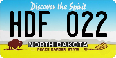 ND license plate HDF022