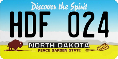 ND license plate HDF024