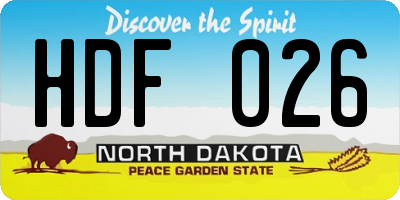 ND license plate HDF026