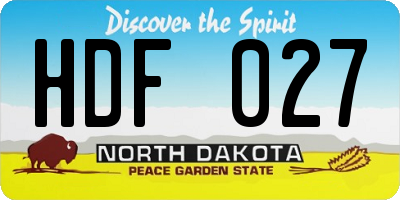 ND license plate HDF027