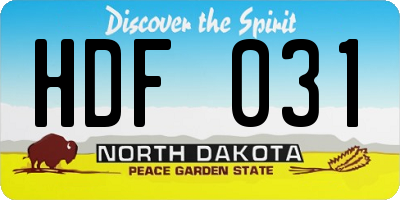 ND license plate HDF031