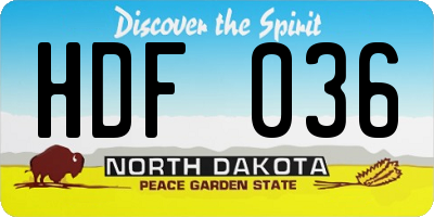 ND license plate HDF036