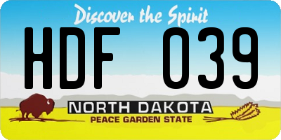ND license plate HDF039