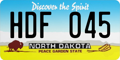 ND license plate HDF045
