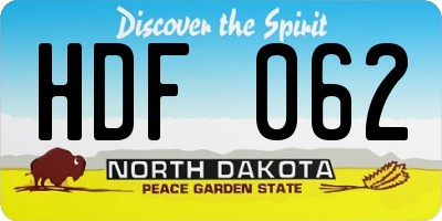 ND license plate HDF062