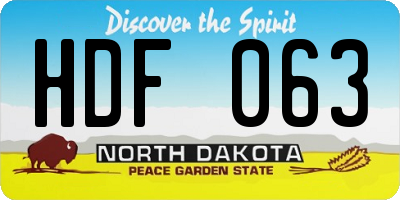 ND license plate HDF063