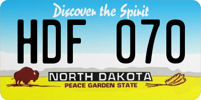 ND license plate HDF070