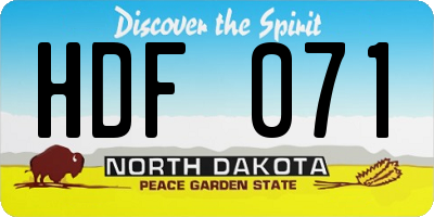 ND license plate HDF071