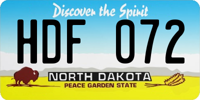 ND license plate HDF072