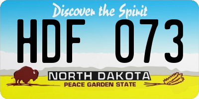 ND license plate HDF073
