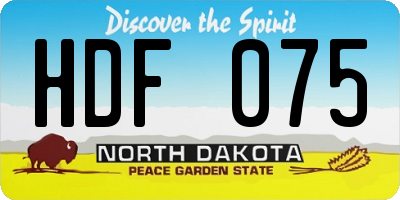 ND license plate HDF075