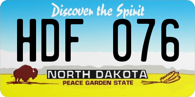 ND license plate HDF076