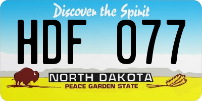 ND license plate HDF077