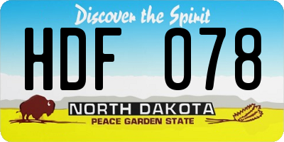 ND license plate HDF078