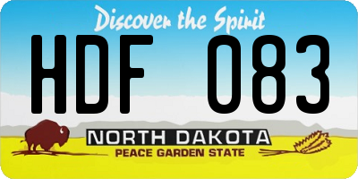 ND license plate HDF083