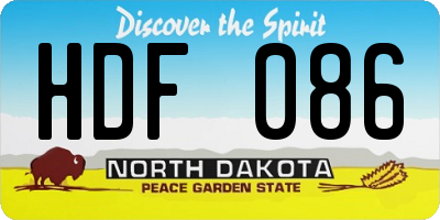 ND license plate HDF086