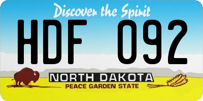 ND license plate HDF092