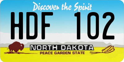 ND license plate HDF102