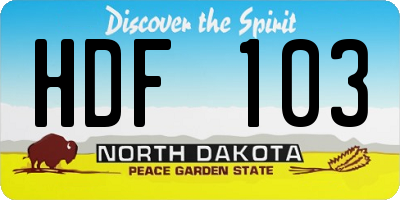 ND license plate HDF103