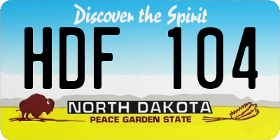 ND license plate HDF104