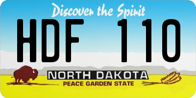 ND license plate HDF110