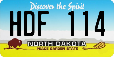 ND license plate HDF114
