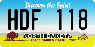 ND license plate HDF118