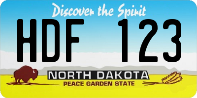ND license plate HDF123