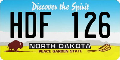 ND license plate HDF126