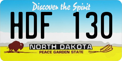 ND license plate HDF130
