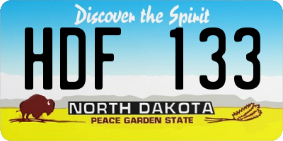 ND license plate HDF133