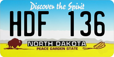 ND license plate HDF136