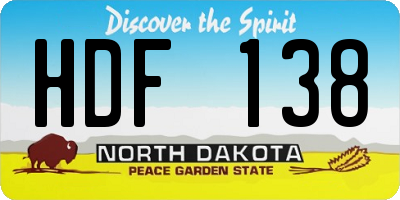 ND license plate HDF138