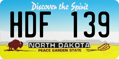 ND license plate HDF139