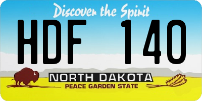 ND license plate HDF140