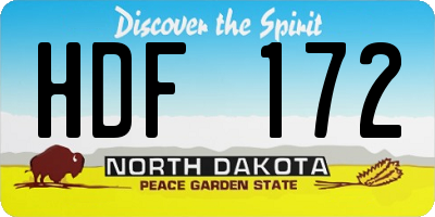 ND license plate HDF172