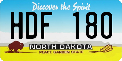 ND license plate HDF180