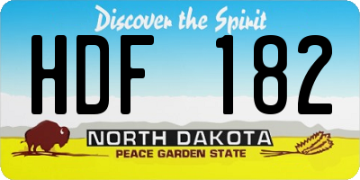 ND license plate HDF182
