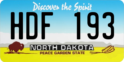 ND license plate HDF193
