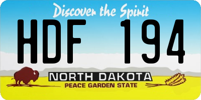 ND license plate HDF194