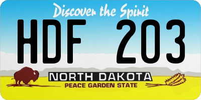ND license plate HDF203