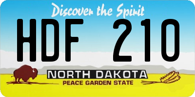 ND license plate HDF210