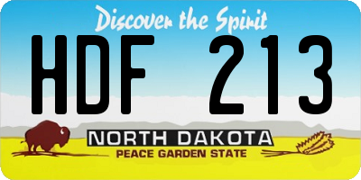ND license plate HDF213