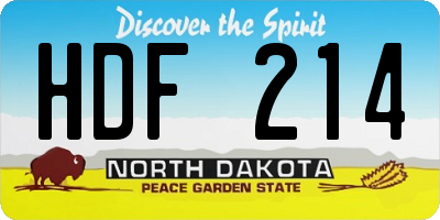 ND license plate HDF214